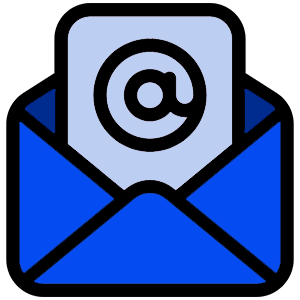 an envolope that has the @ sign sticking out to resemble an email
