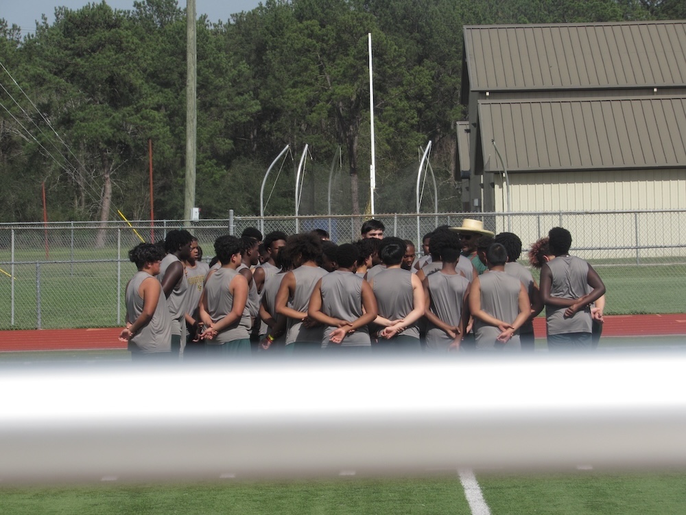 a picture of the football team at practice.